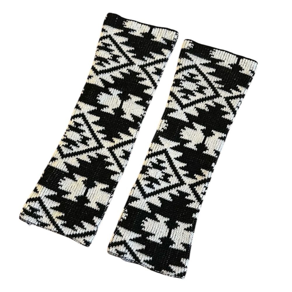 Steve Madden Black and White Long Knit Ankle Leg Warmers Y2K